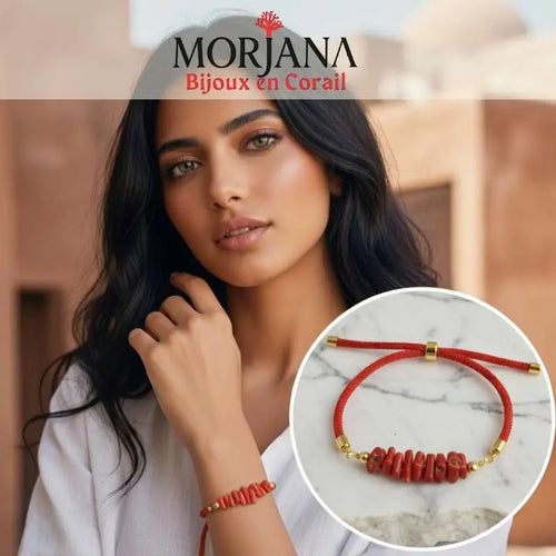 Bracelet rouge en corail naturel MORJANA - vue principale
