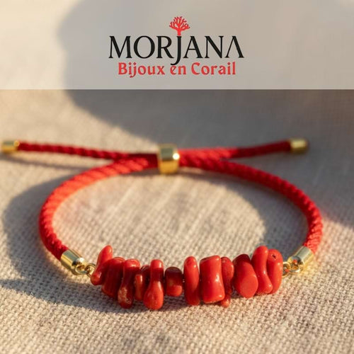 Bracelet corail rouge El Kala - détail des perles