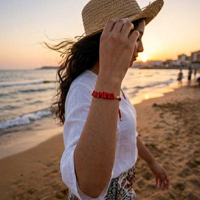 Bracelet Rouge en Corail Naturel — Corail Authentique