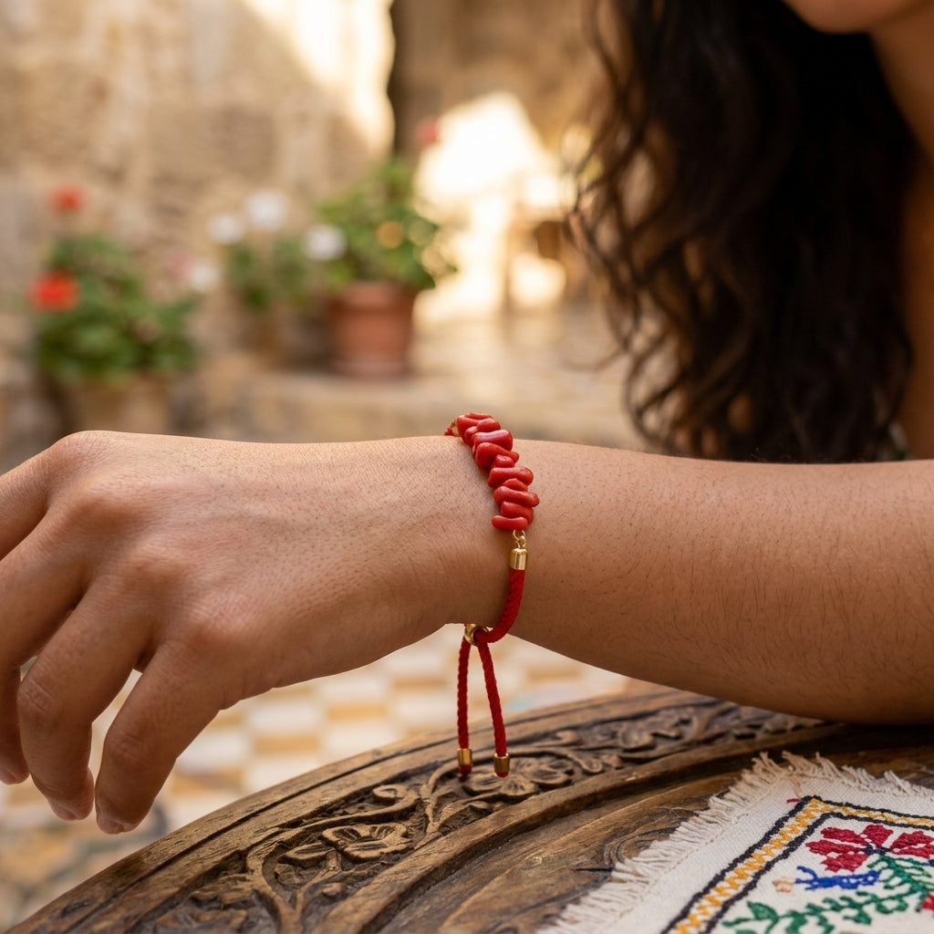 Bracelet Rouge en Corail Naturel — Corail Authentique