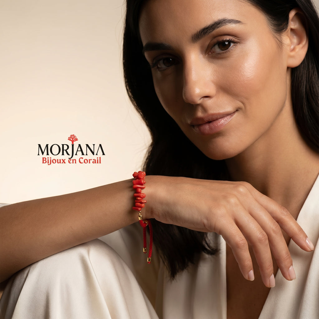 Bracelet Rouge en Corail Naturel — Corail Authentique